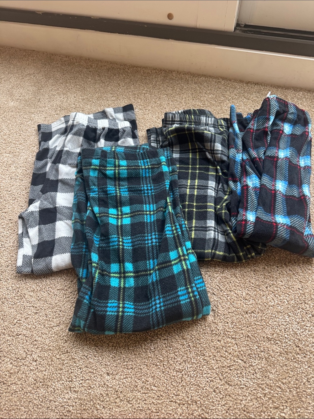 Kids Plaid Flannel Pajama Pants - Blue, Black, Gray, White